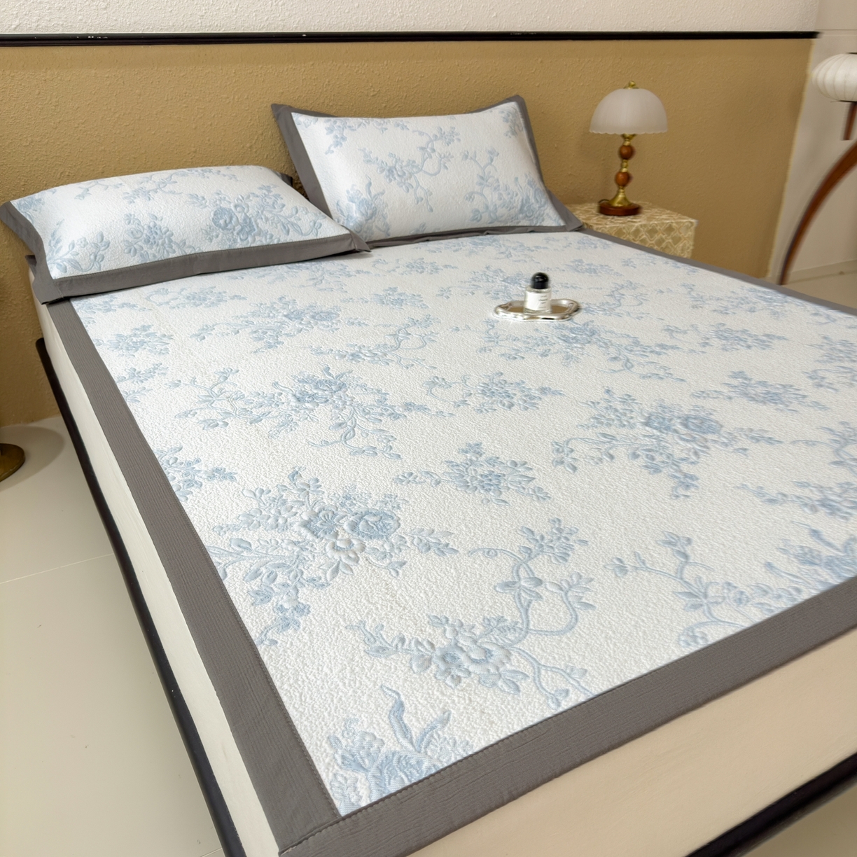 91家纺网 家纺一手货源 找家纺 孩子王家纺 2026新款夏天冰丝A类母婴级凉感值过0.21冰豆豆家用凉席子夏季-思琳娜 思琳娜-天空蓝