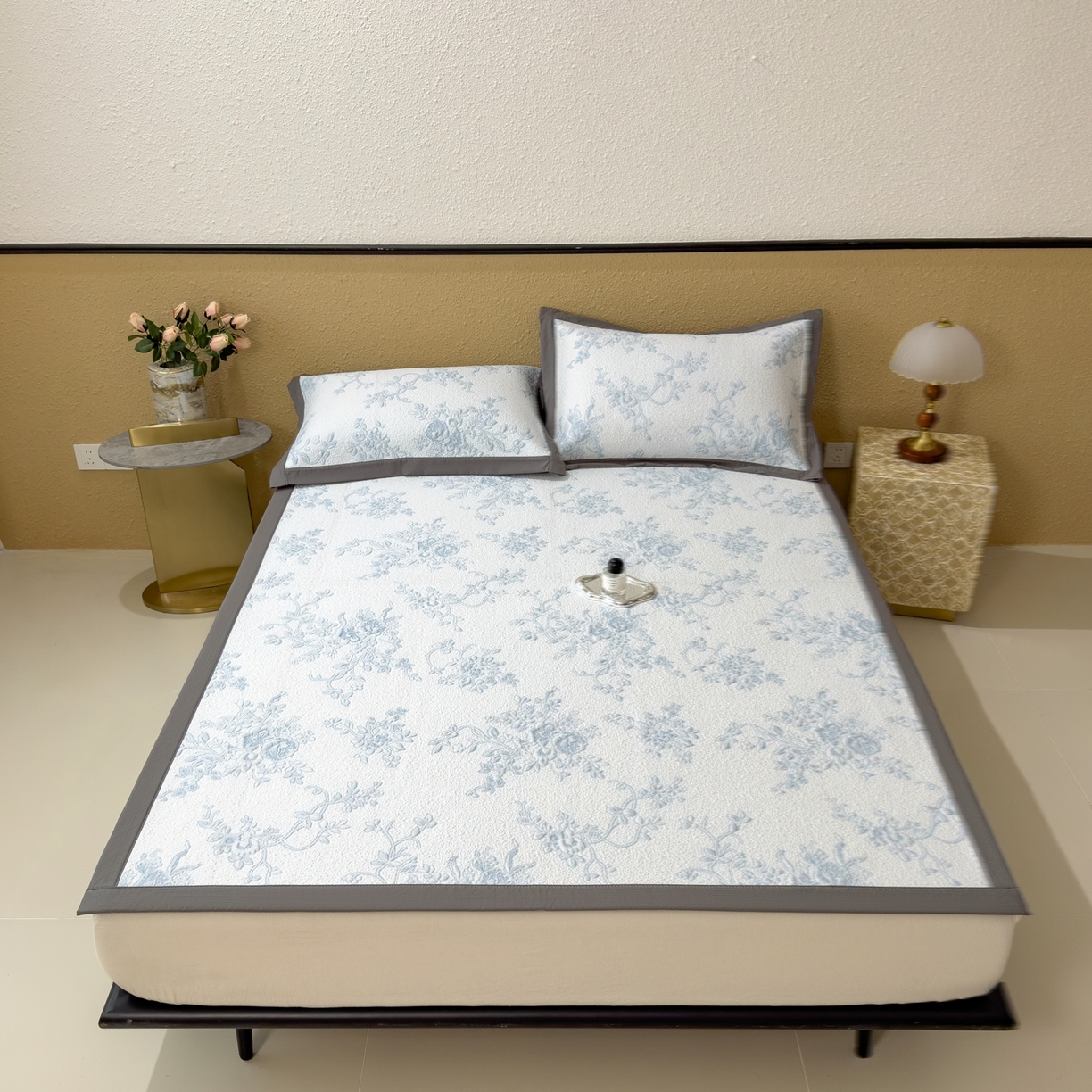 91家纺网 家纺一手货源 找家纺 孩子王家纺 2026新款夏天冰丝A类母婴级凉感值过0.21冰豆豆家用凉席子夏季-思琳娜 思琳娜-天空蓝