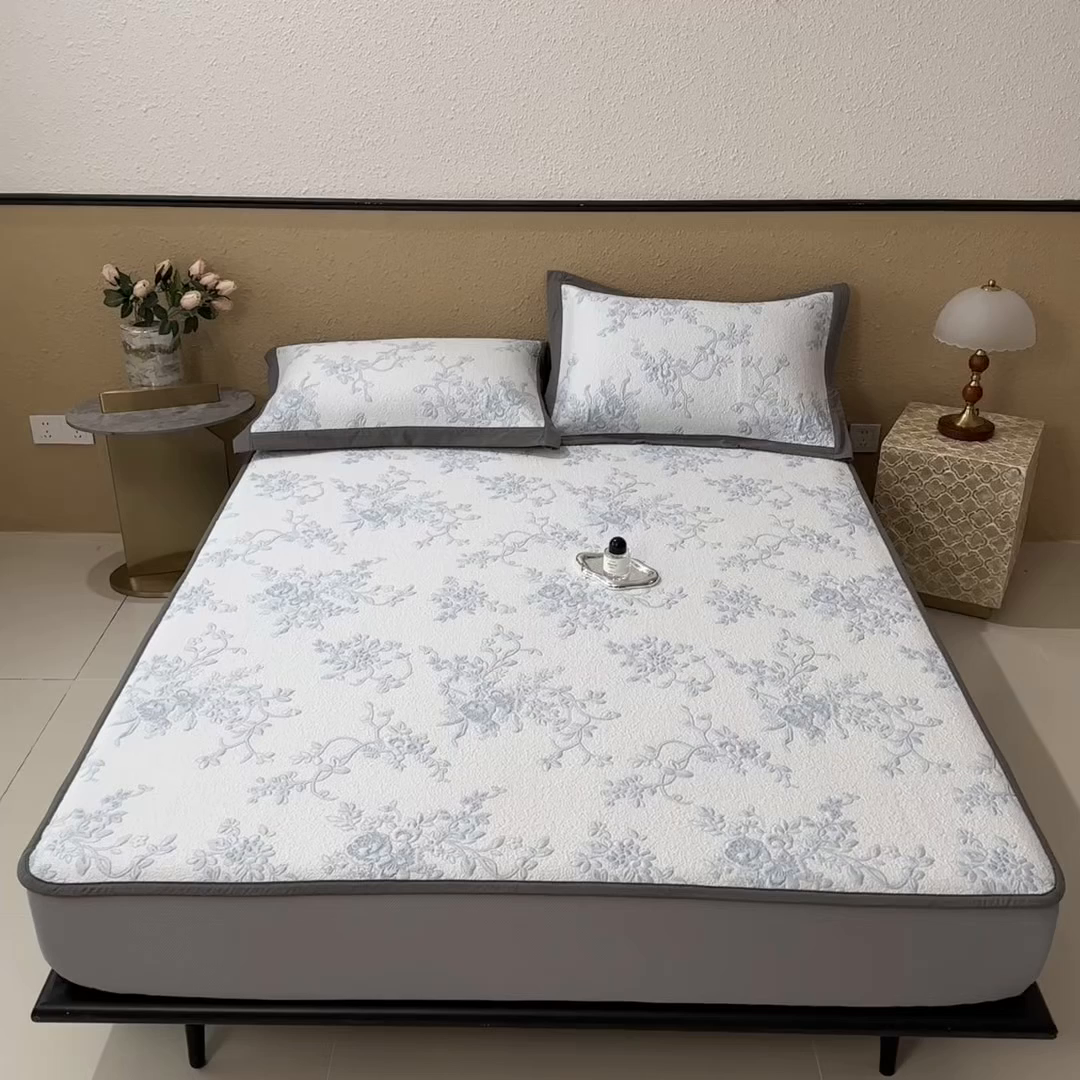 91家纺网 家纺一手货源 找家纺 孩子王家纺 2026新款夏天冰丝A类母婴级凉感值过0.21冰豆豆家用凉席子夏季-思琳娜 思琳娜-天空蓝