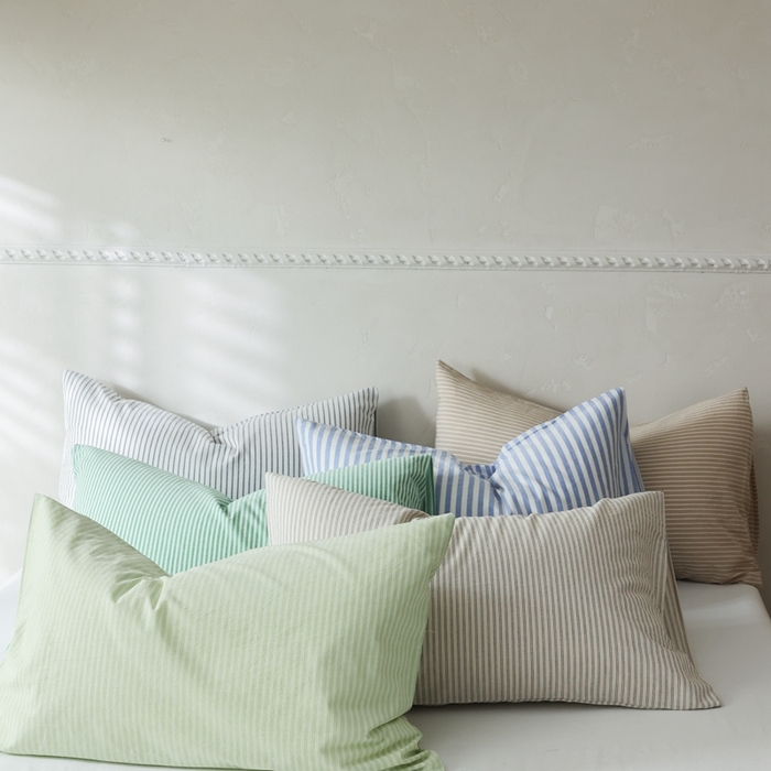 91家纺网 家纺一手货源 找家纺 棉眠 2026新款调色盘水洗棉混搭单品系列-条纹单枕套 组合图仅供展示不可下单