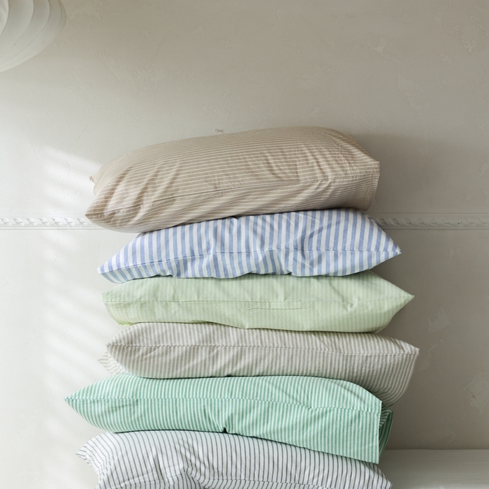 91家纺网 家纺一手货源 找家纺 棉眠 2026新款调色盘水洗棉混搭单品系列-条纹单枕套 组合图仅供展示不可下单