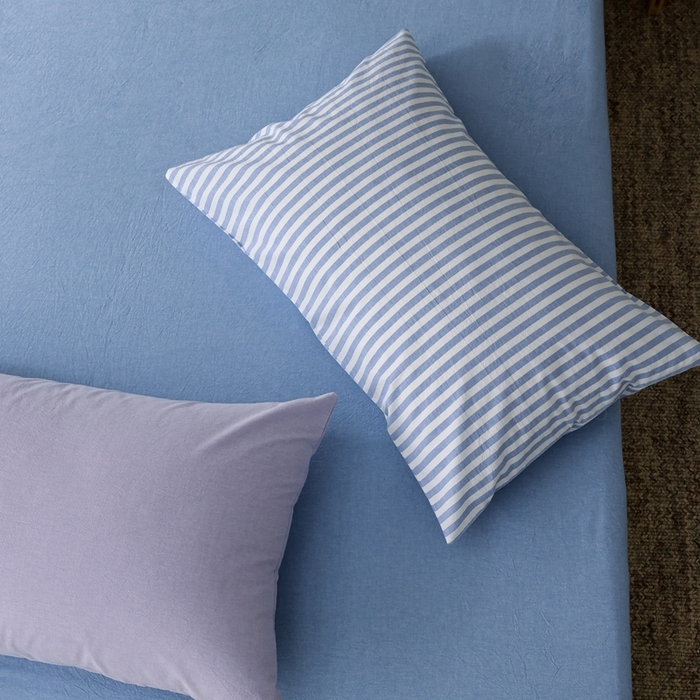 91家纺网 家纺一手货源 找家纺 棉眠 2026新款调色盘水洗棉混搭单品系列-条纹单枕套 米白条