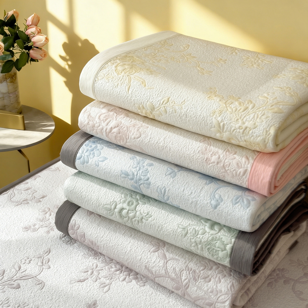 91家纺网 家纺一手货源 找家纺 孩子王家纺 2026新款夏天冰丝A类母婴级凉感值过0.21冰豆豆家用凉席子夏季-思琳娜 组合图仅供展示-不可下单