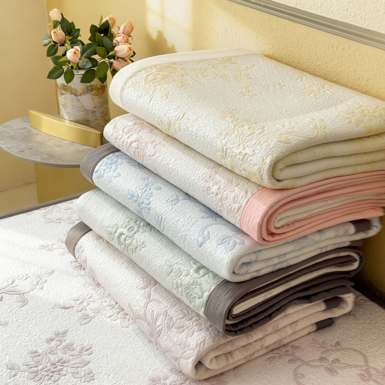 91家纺网 家纺一手货源 找家纺 孩子王家纺 2026新款夏天冰丝A类母婴级凉感值过0.21冰豆豆家用凉席子夏季-思琳娜 组合图仅供展示-不可下单