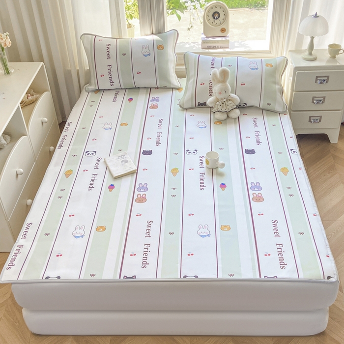 91家纺网 家纺一手货源 找家纺 麋兔 2026新款凉感小冰皮软席席子凉席 星条萌友