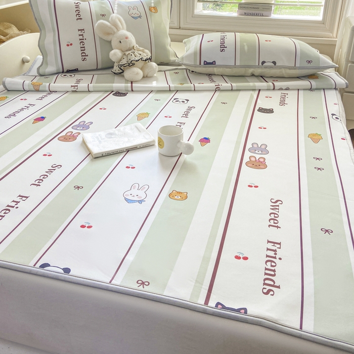 91家纺网 家纺一手货源 找家纺 麋兔 2026新款凉感小冰皮软席席子凉席 星条萌友