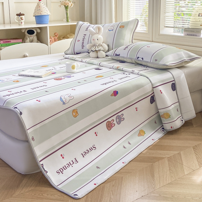 91家纺网 家纺一手货源 找家纺 麋兔 2026新款凉感小冰皮软席席子凉席 星条萌友