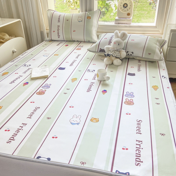 91家纺网 家纺一手货源 找家纺 麋兔 2026新款凉感小冰皮软席席子凉席 星条萌友