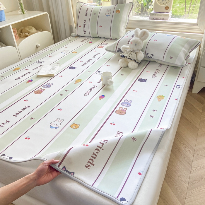 91家纺网 家纺一手货源 找家纺 麋兔 2026新款凉感小冰皮软席席子凉席 星条萌友