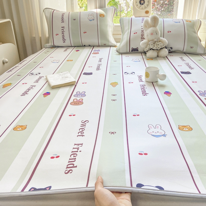 91家纺网 家纺一手货源 找家纺 麋兔 2026新款凉感小冰皮软席席子凉席 星条萌友