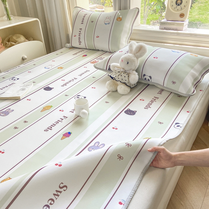 91家纺网 家纺一手货源 找家纺 麋兔 2026新款凉感小冰皮软席席子凉席 星条萌友