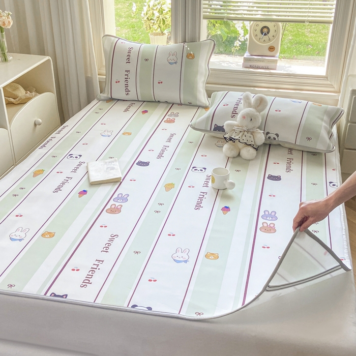 91家纺网 家纺一手货源 找家纺 麋兔 2026新款凉感小冰皮软席席子凉席 星条萌友