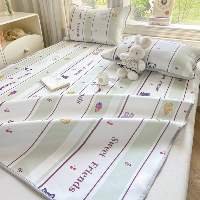 91家纺网 家纺一手货源 找家纺 麋兔 2026新款凉感小冰皮软席席子凉席 星条萌友