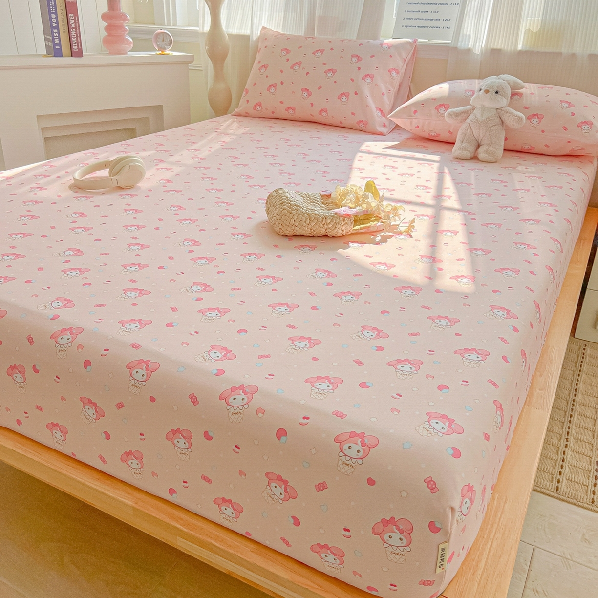 91家纺网 家纺一手货源 找家纺 韩巢家纺 2026新款老粗布床笠春夏季凉席席子热销款防滑床笠单件 小美冰激凌【老粗布】