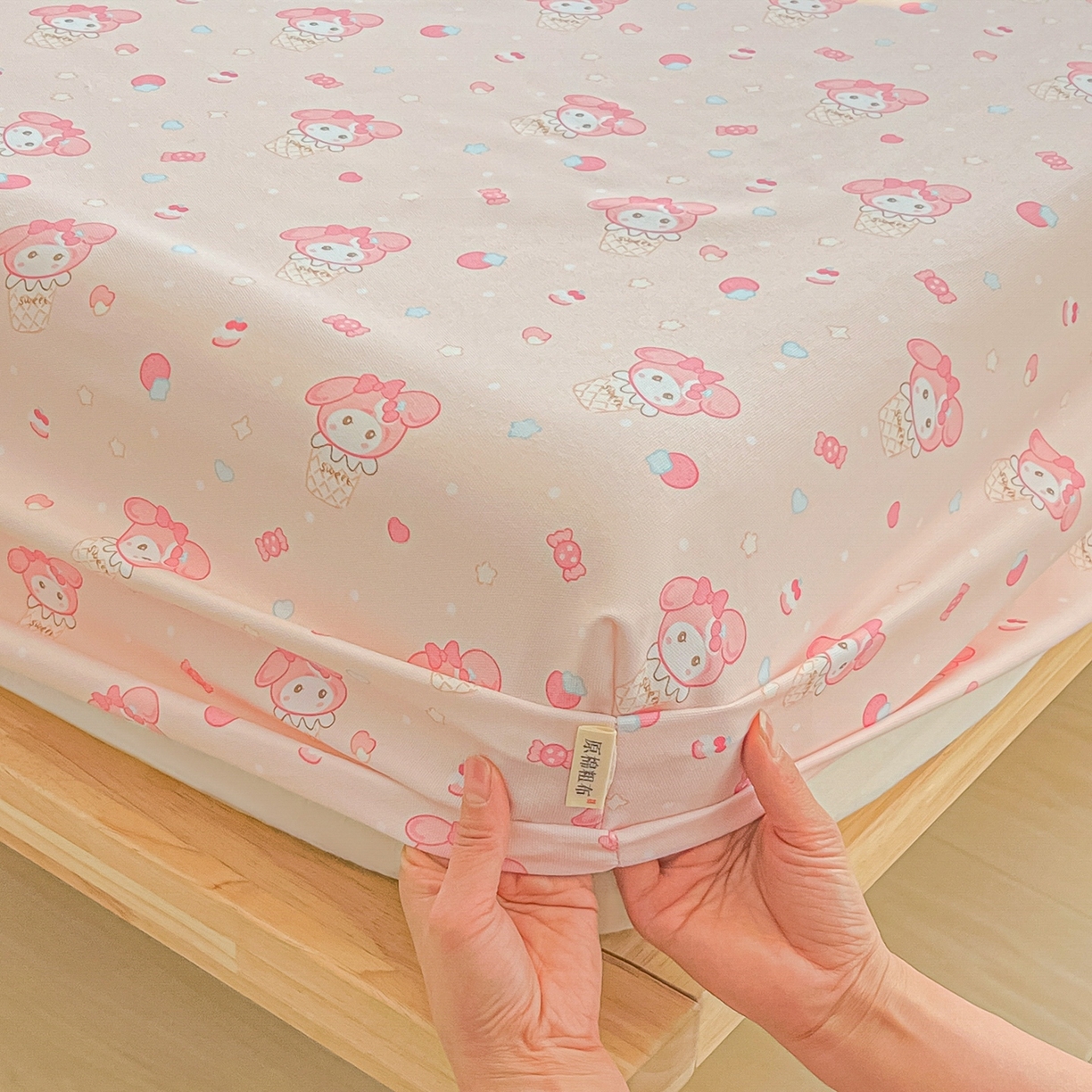 91家纺网 家纺一手货源 找家纺 韩巢家纺 2026新款老粗布床笠春夏季凉席席子热销款防滑床笠单件 小美冰激凌【老粗布】