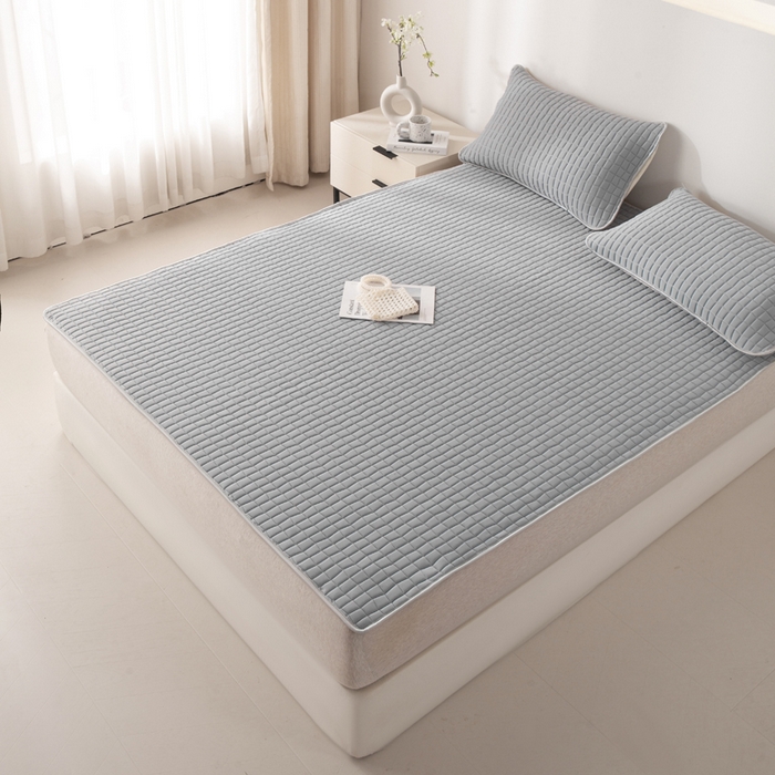 91家纺网 家纺一手货源 找家纺 （总）麋兔 2026新款刺绣纯色氨纶凉感乳胶席子凉席