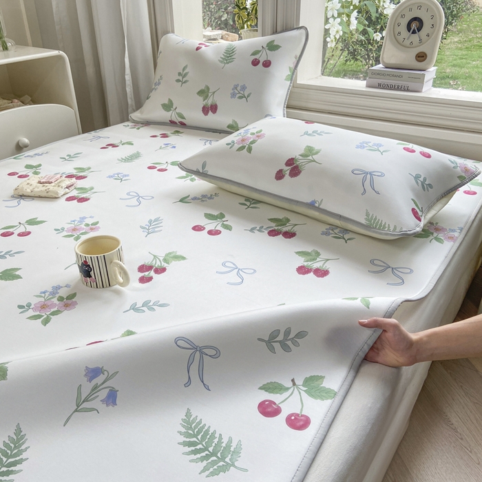 91家纺网 家纺一手货源 找家纺 麋兔 2026新款凉感小冰皮软席席子凉席 樱枝