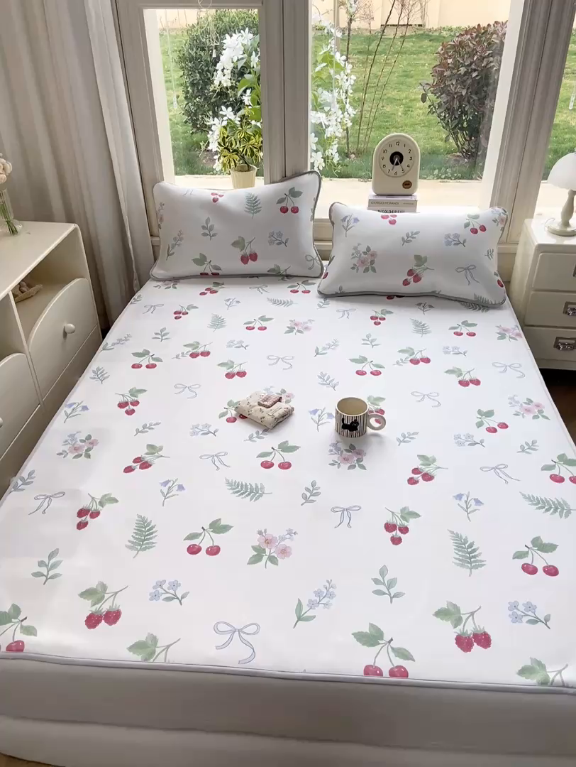 91家纺网 家纺一手货源 找家纺 麋兔 2026新款凉感小冰皮软席席子凉席 樱枝