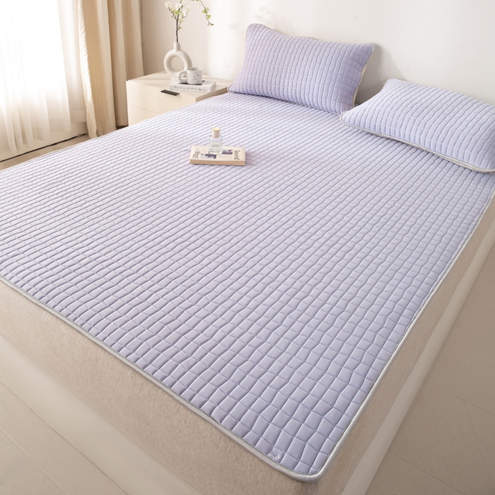 91家纺网 家纺一手货源 找家纺 （总）麋兔 2026新款刺绣纯色氨纶凉感乳胶席子凉席