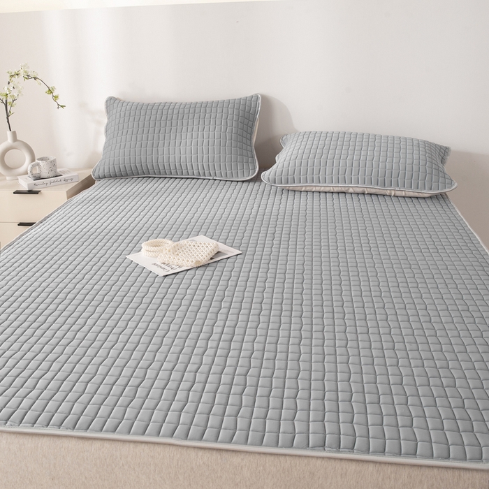 91家纺网 家纺一手货源 找家纺 麋兔 2026新款刺绣纯色氨纶凉感乳胶席子凉席 高级灰