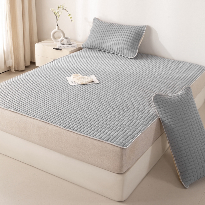 91家纺网 家纺一手货源 找家纺 麋兔 2026新款刺绣纯色氨纶凉感乳胶席子凉席 高级灰