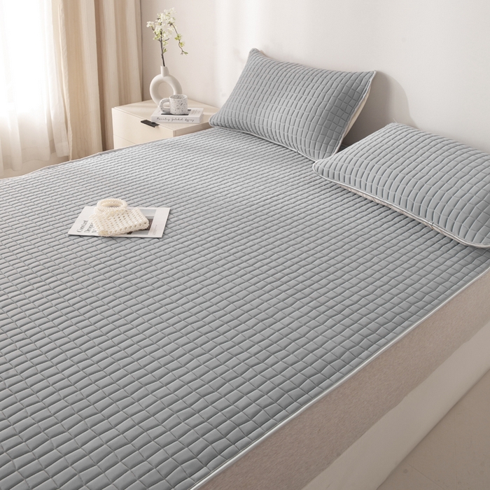 91家纺网 家纺一手货源 找家纺 麋兔 2026新款刺绣纯色氨纶凉感乳胶席子凉席 高级灰