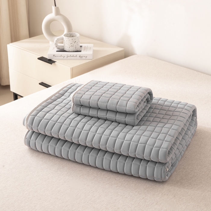 91家纺网 家纺一手货源 找家纺 麋兔 2026新款刺绣纯色氨纶凉感乳胶席子凉席 高级灰