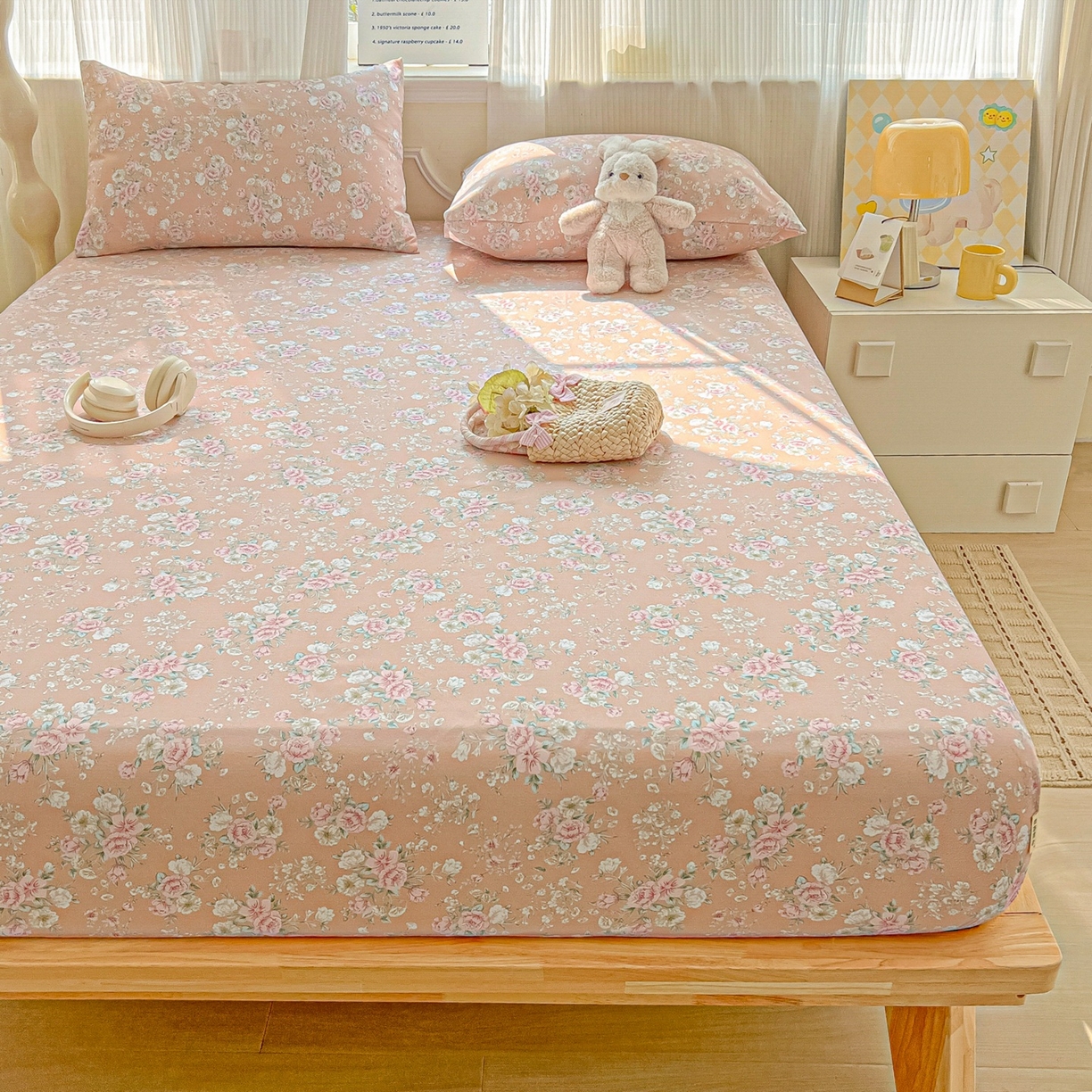 91家纺网 家纺一手货源 找家纺 韩巢家纺 2026新款老粗布床笠春夏季凉席席子热销款防滑床笠单件 爱如星辰【老粗布】