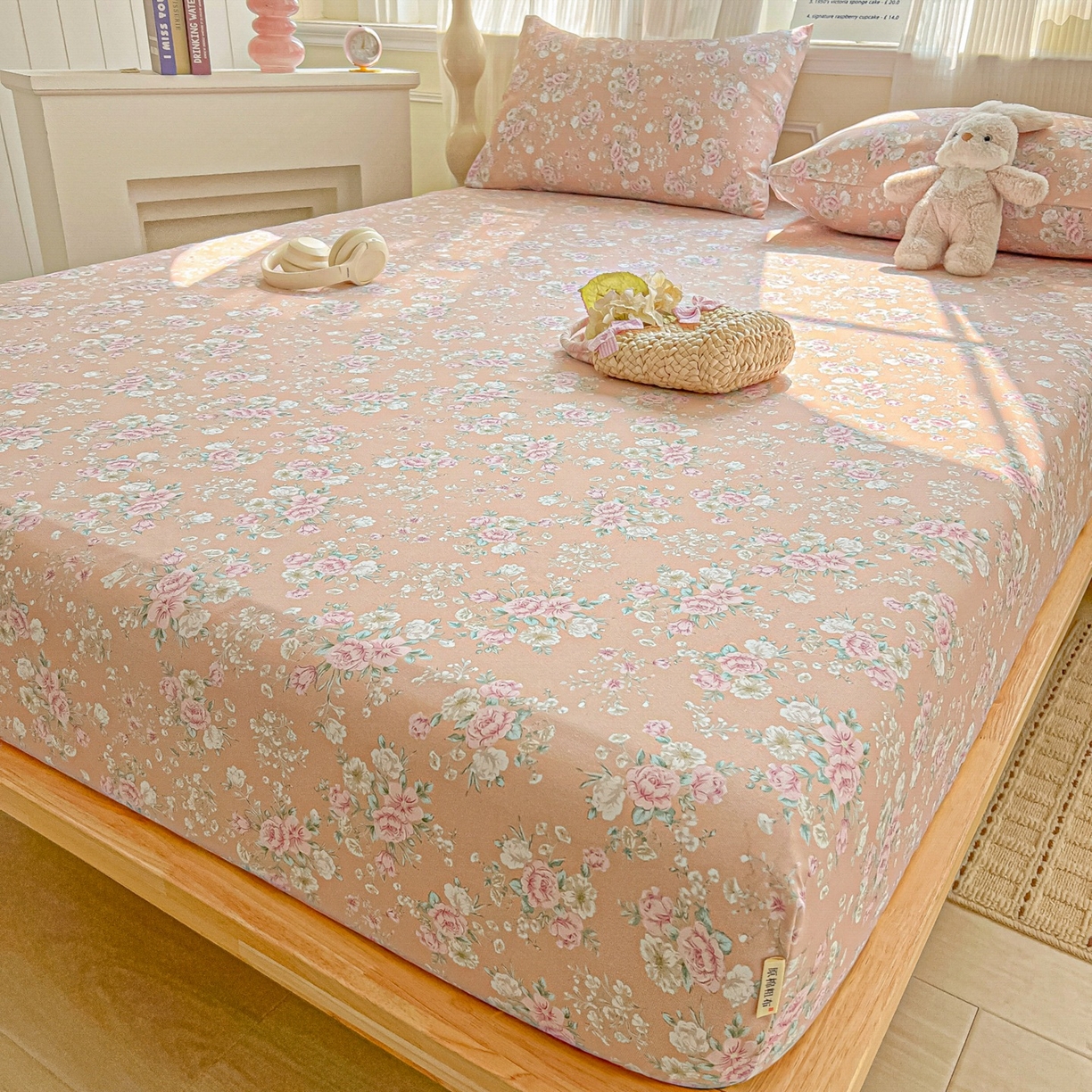 91家纺网 家纺一手货源 找家纺 韩巢家纺 2026新款老粗布床笠春夏季凉席席子热销款防滑床笠单件 爱如星辰【老粗布】