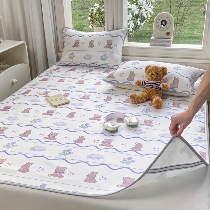 91家纺网 家纺一手货源 找家纺 麋兔 2026新款凉感小冰皮软席席子凉席 云间小熊