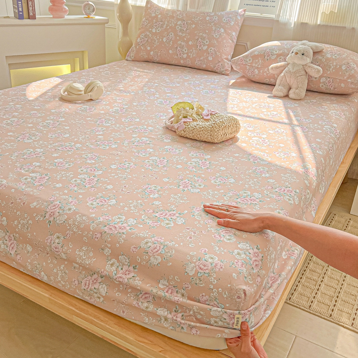 91家纺网 家纺一手货源 找家纺 韩巢家纺 2026新款老粗布床笠春夏季凉席席子热销款防滑床笠单件 爱如星辰【老粗布】