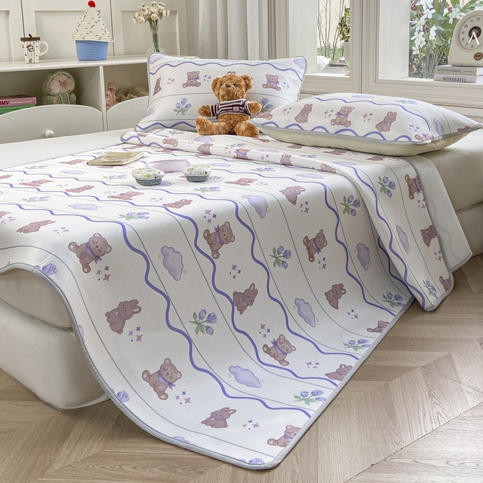 91家纺网 家纺一手货源 找家纺 麋兔 2026新款凉感小冰皮软席席子凉席 云间小熊