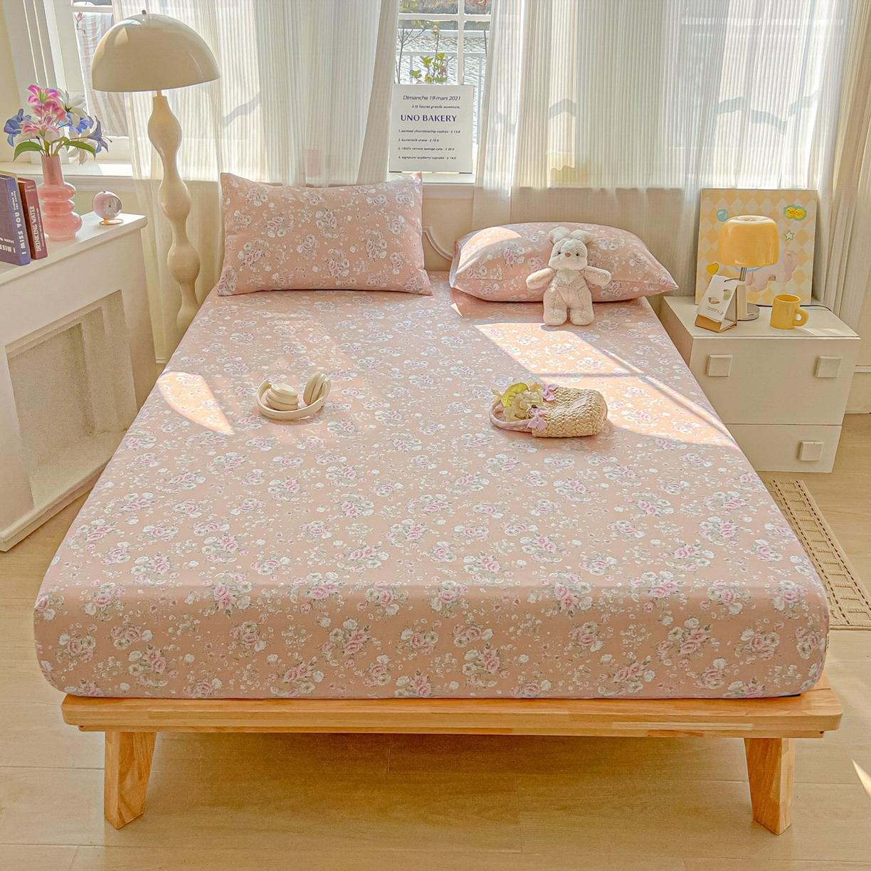 91家纺网 家纺一手货源 找家纺 韩巢家纺 2026新款老粗布床笠春夏季凉席席子热销款防滑床笠单件 爱如星辰【老粗布】