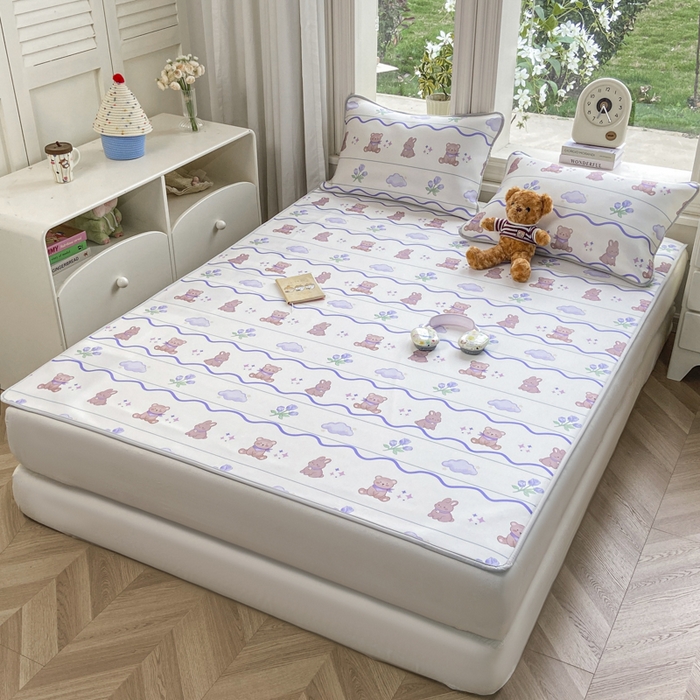 91家纺网 家纺一手货源 找家纺 麋兔 2026新款凉感小冰皮软席席子凉席 云间小熊