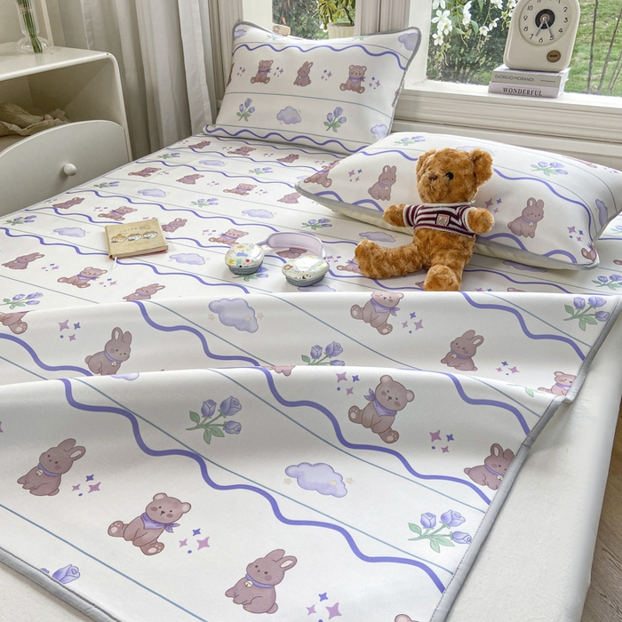 91家纺网 家纺一手货源 找家纺 麋兔 2026新款凉感小冰皮软席席子凉席 云间小熊