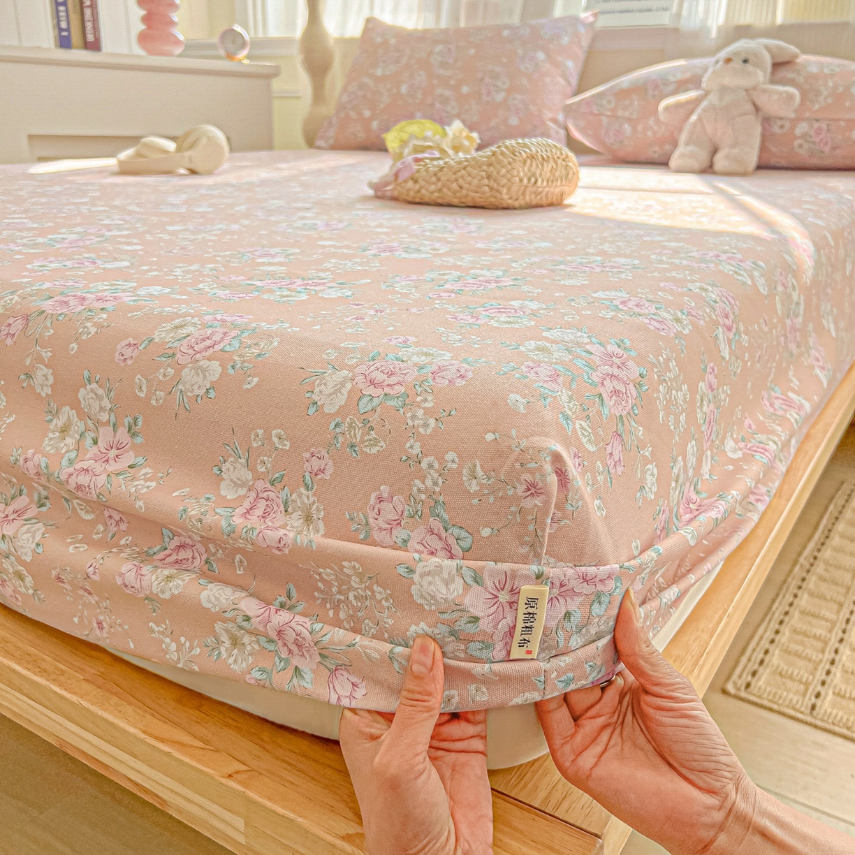 91家纺网 家纺一手货源 找家纺 韩巢家纺 2026新款老粗布床笠春夏季凉席席子热销款防滑床笠单件 爱如星辰【老粗布】