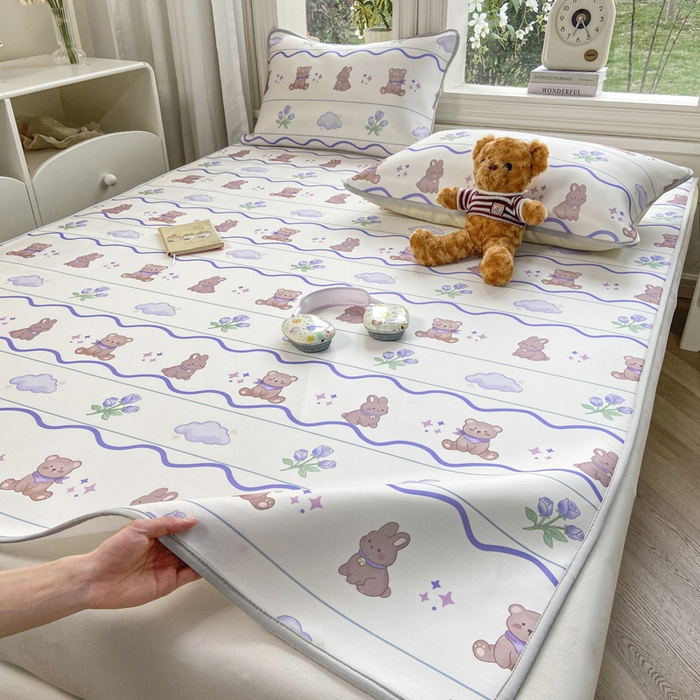 91家纺网 家纺一手货源 找家纺 麋兔 2026新款凉感小冰皮软席席子凉席 云间小熊