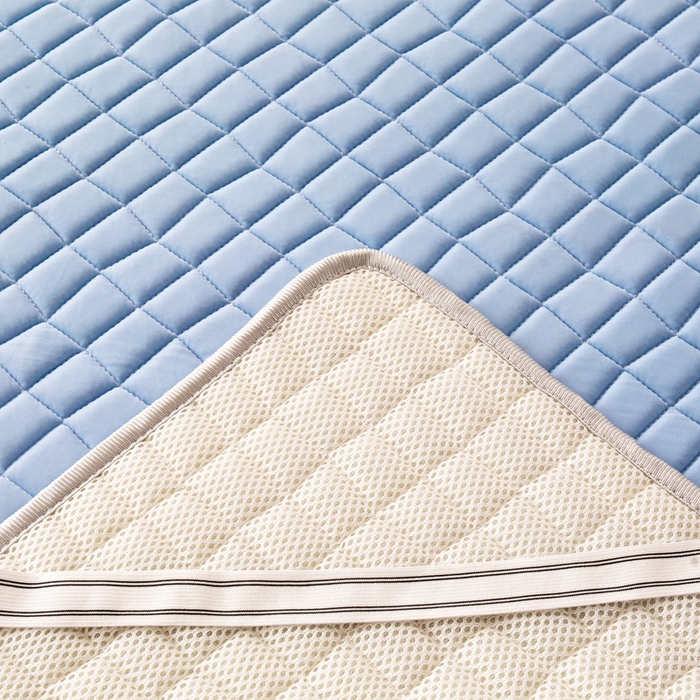 91家纺网 家纺一手货源 找家纺 麋兔 2026新款刺绣纯色氨纶凉感乳胶席子凉席 海军蓝