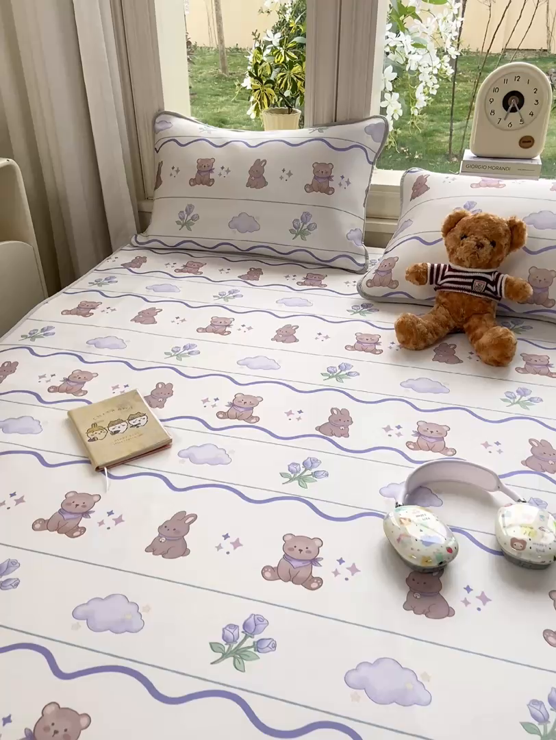 91家纺网 家纺一手货源 找家纺 麋兔 2026新款凉感小冰皮软席席子凉席 云间小熊