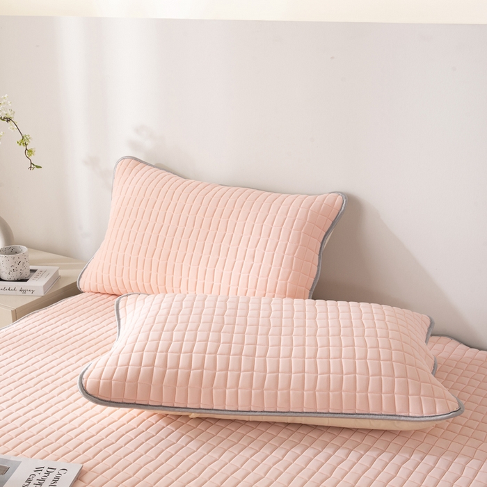 91家纺网 家纺一手货源 找家纺 麋兔 2026新款刺绣纯色氨纶凉感乳胶席子凉席 卡布粉