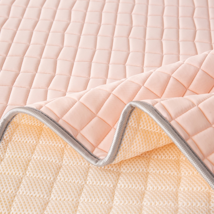 91家纺网 家纺一手货源 找家纺 麋兔 2026新款刺绣纯色氨纶凉感乳胶席子凉席 卡布粉