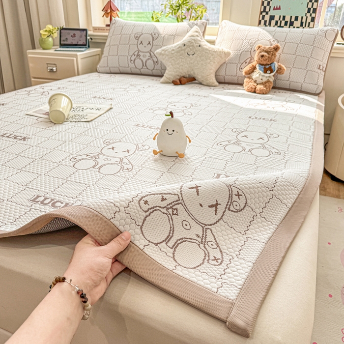 91家纺网 家纺一手货源 找家纺 家喜爱 2026新款冰感豆豆软凉席-高克重 不起球【可提供买家秀】 LUCK小冰熊-咖