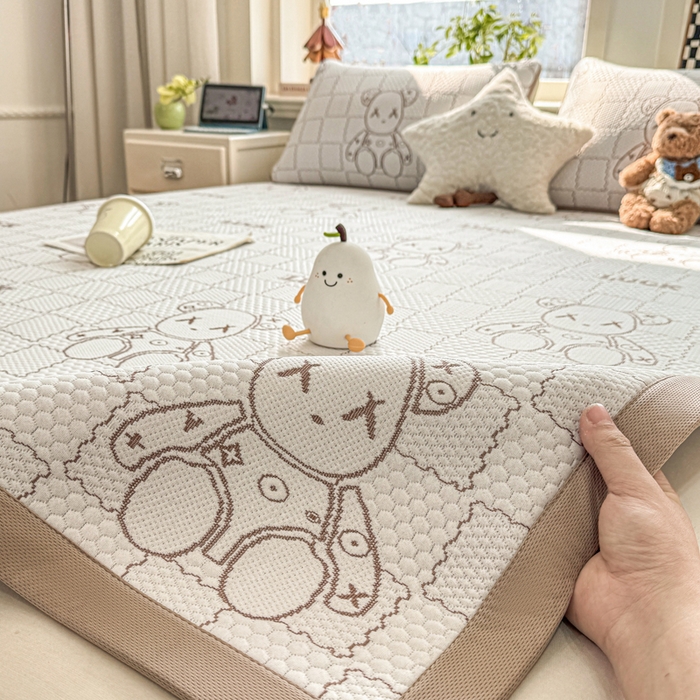 91家纺网 家纺一手货源 找家纺 家喜爱 2026新款冰感豆豆软凉席-高克重 不起球【可提供买家秀】 LUCK小冰熊-咖