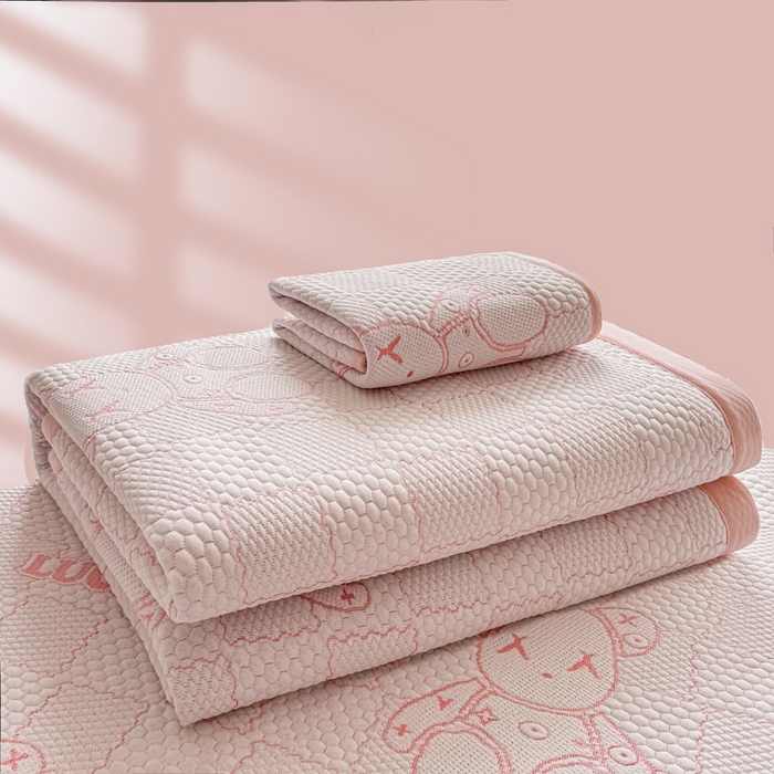 91家纺网 家纺一手货源 找家纺 家喜爱 2026新款冰感豆豆软凉席-高克重 不起球【可提供买家秀】 LUCK小冰熊-粉