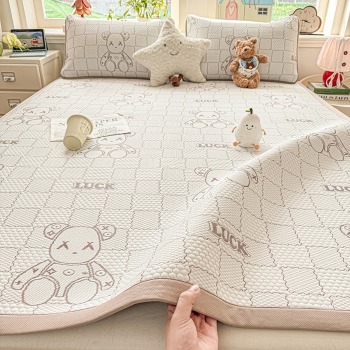 91家纺网 家纺一手货源 找家纺 家喜爱 2026新款冰感豆豆软凉席-高克重 不起球【可提供买家秀】 LUCK小冰熊-咖