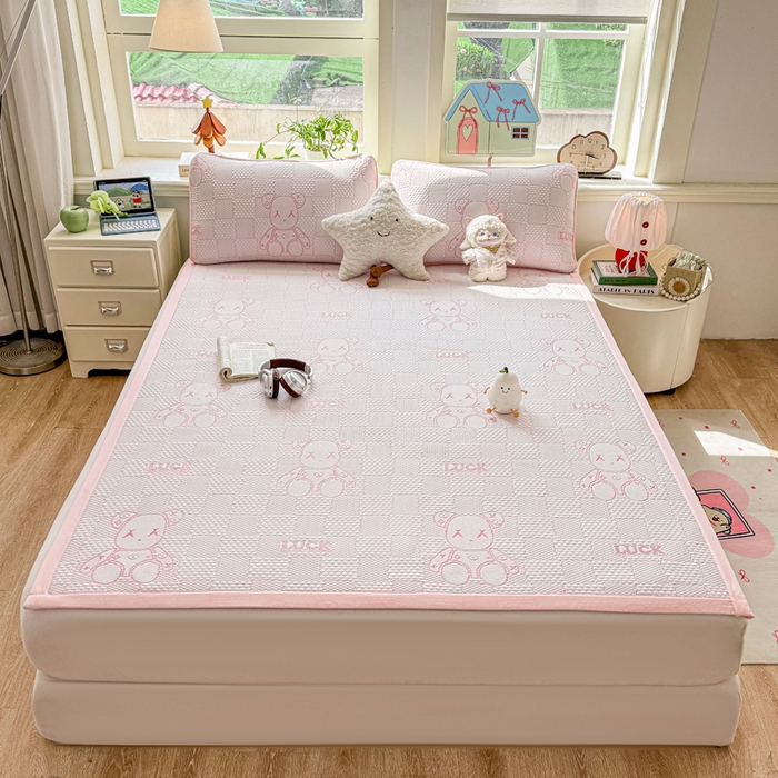 91家纺网 家纺一手货源 找家纺 家喜爱 2026新款冰感豆豆软凉席-高克重 不起球【可提供买家秀】 LUCK小冰熊-粉