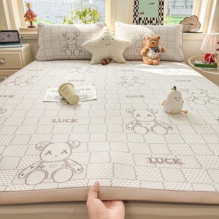 91家纺网 家纺一手货源 找家纺 家喜爱 2026新款冰感豆豆软凉席-高克重 不起球【可提供买家秀】 LUCK小冰熊-咖