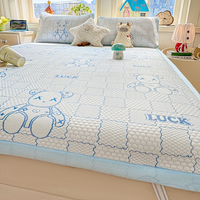 91家纺网 家纺一手货源 找家纺 家喜爱 2026新款冰感豆豆软凉席-高克重 不起球【可提供买家秀】 LUCK小冰熊-蓝