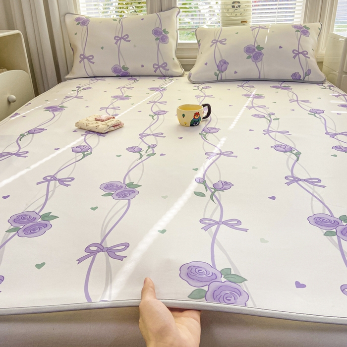 91家纺网 家纺一手货源 找家纺 麋兔 2026新款凉感小冰皮软席席子凉席 紫萝情书