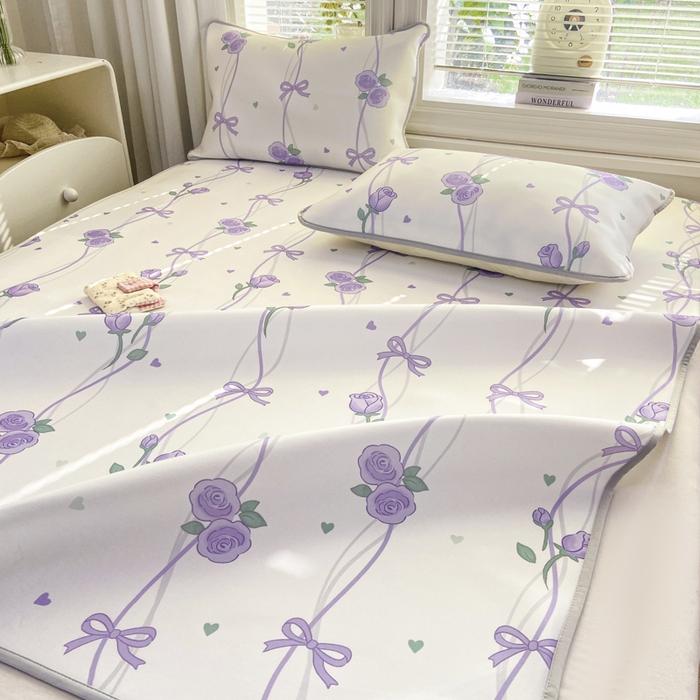 91家纺网 家纺一手货源 找家纺 麋兔 2026新款凉感小冰皮软席席子凉席 紫萝情书